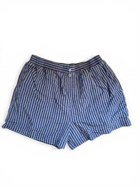 Vintage 80s Stefano Colorful Teal Purple Black Plaid Pull On High Rise Shorts